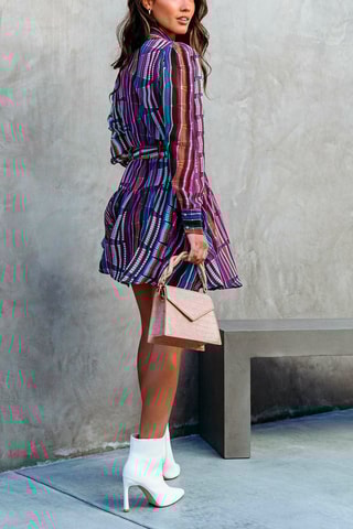 Vestido-camisa 
Azul e violeta