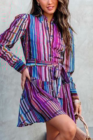 Vestido-camisa 
Azul e violeta