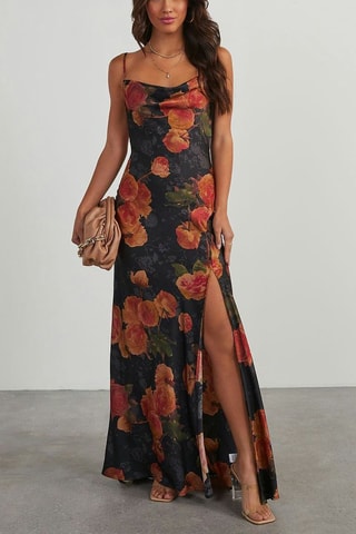 Vestido comprido Preto e laranja