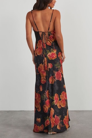 Vestido comprido Preto e laranja