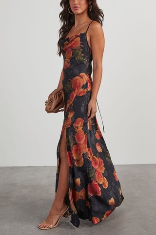 Vestido comprido Preto e laranja