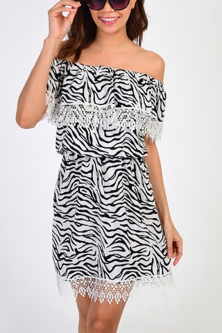 Vestido estilo patinadora - Cru e preto