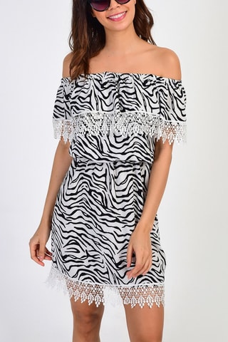 Vestido estilo patinadora - Cru e preto