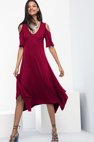 Vestido assimétrico Bordô