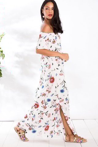 Vestido comprido Cru e vermelho