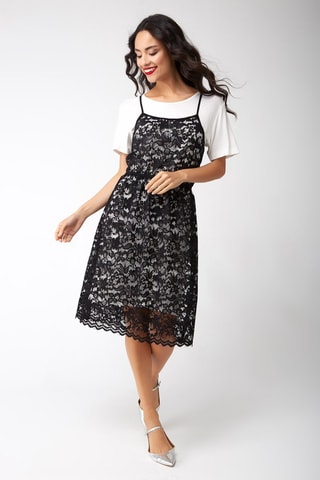 Vestido efeito ilusório Preto e branco