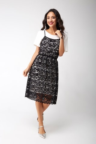 Vestido efeito ilusório Preto e branco