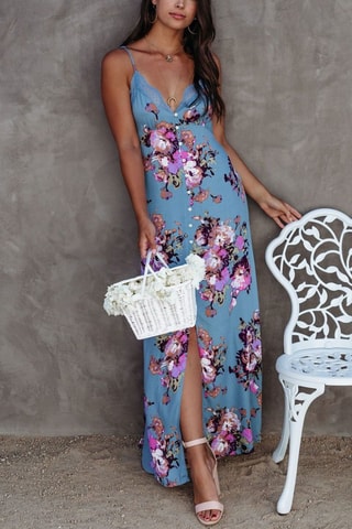 Vestido comprido - Azul-marinho