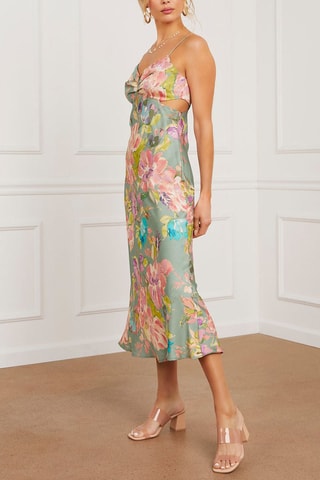 Vestido midi - Verde e rosa