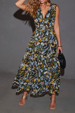 Vestido comprido - Preto e caqui