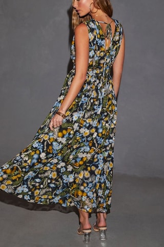 Vestido comprido - Preto e caqui