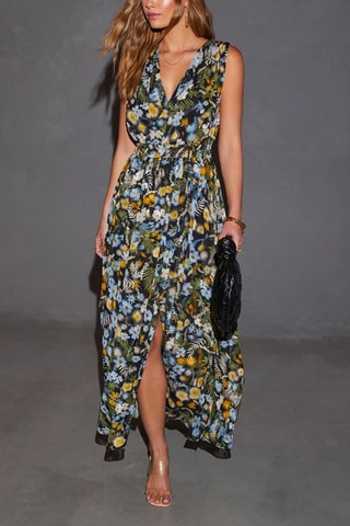 Vestido comprido - Preto e caqui