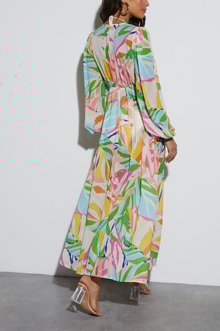 Vestido comprido - Rosa e verde