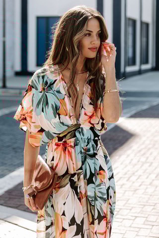 Vestido comprido Salmão e preto