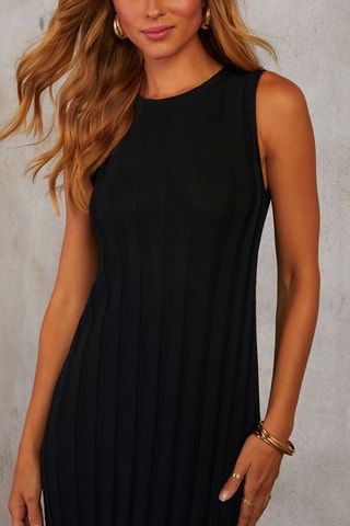 Vestido comprido plissado - Preto