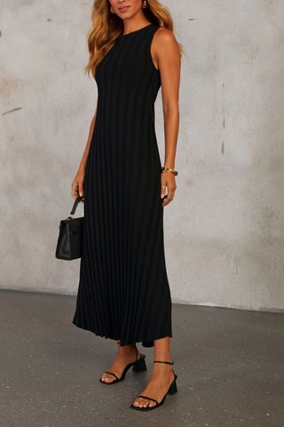 Vestido comprido plissado - Preto