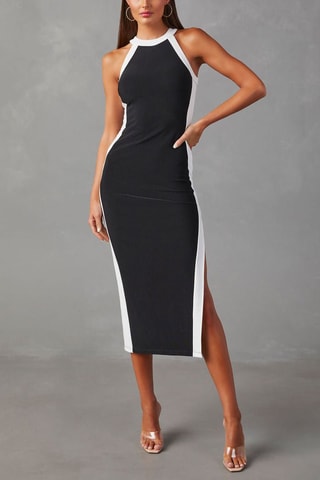 Vestido midi Preto e branco