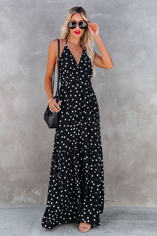 Vestido comprido Preto e branco