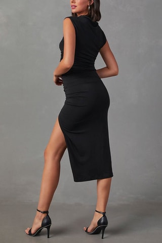 Vestido midi drapeado Preto