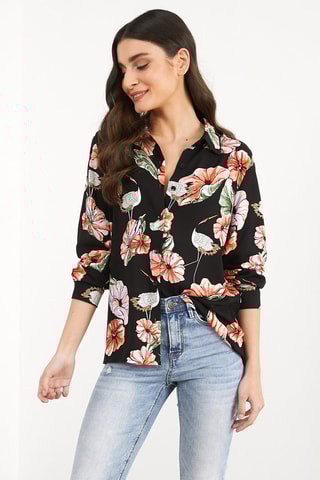 Camisa florida Preto