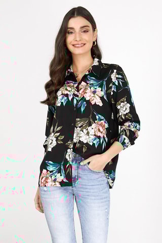 Camisa florida Preto