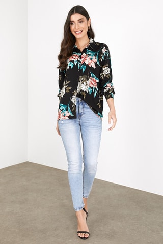 Camisa florida Preto