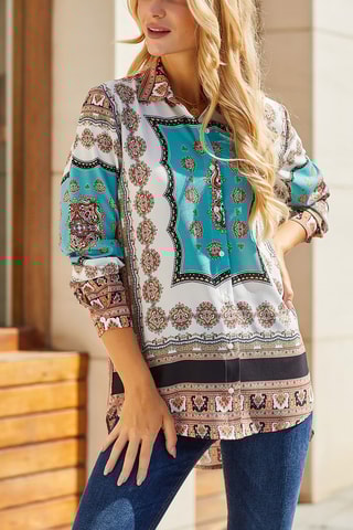 Camisa Cru e turquesa