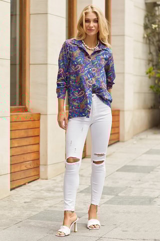 Camisa Azul rei e vermelho