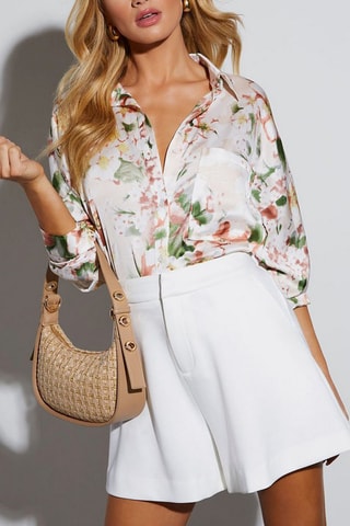 Camisa de mangas compridas - Rosa e verde