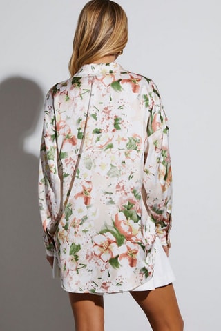 Camisa de mangas compridas - Rosa e verde