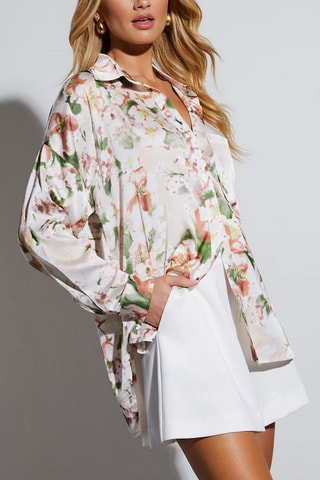 Camisa de mangas compridas - Rosa e verde