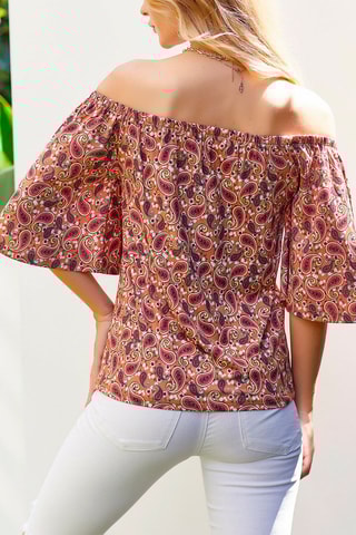 Blusa com padrão caxemira Laranja e bordô
