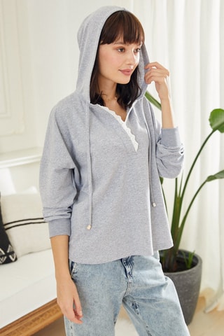 Sweat com capuz Cinzento-claro mesclado
