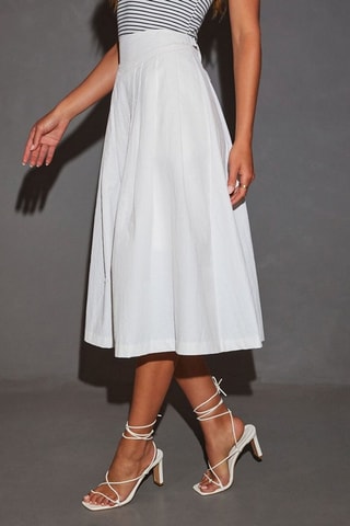 Saia midi cintura alta - Branco