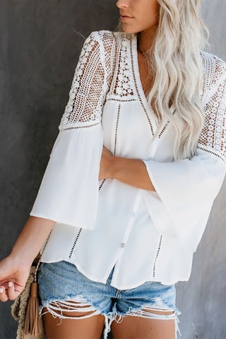 Camisa de renda - Cru