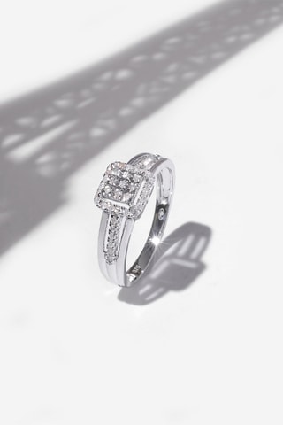 Anel Carré Lumineux Ouro branco e diamantes