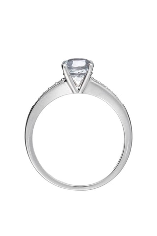 Anel solitário Sirana Ouro branco, diamantes e topázio