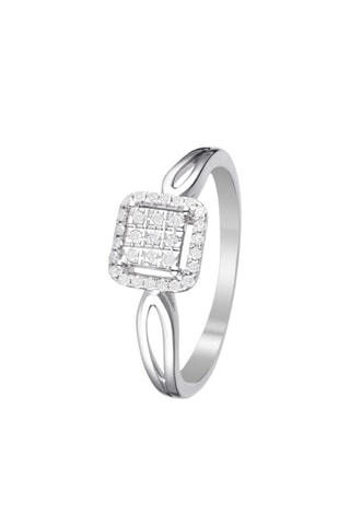 Anel L'amour au carré  Ouro branco e diamantes