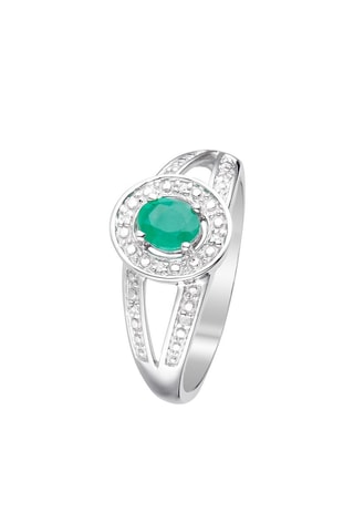Anel Barranquilla Ouro Branco, diamantes e esmeralda