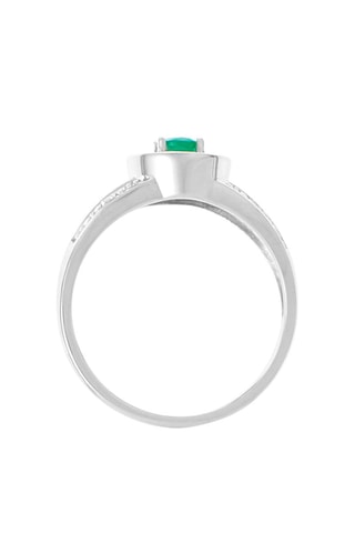 Anel Barranquilla Ouro Branco, diamantes e esmeralda