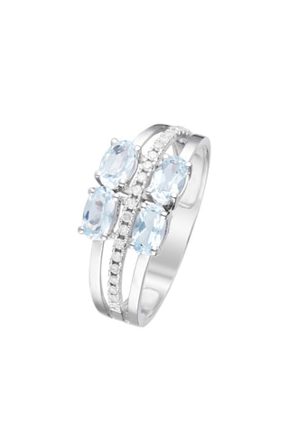 Anel Cayuga Ouro branco, diamantes e topázio