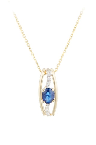 Pendente Dumai Ouro amarelo, diamantes e safira
