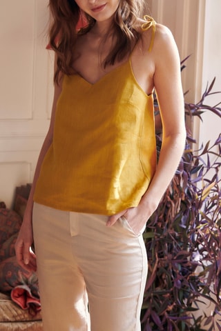 Camisola interior em linho - 
Amarelo