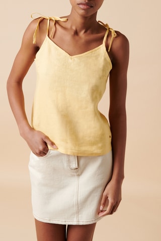 Camisola de alças em linho - 
Amarelo