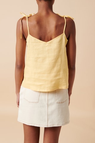 Camisola de alças em linho - 
Amarelo
