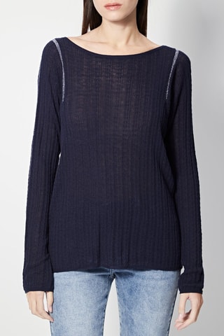 Camisola em fibra de bambu Azul-marinho
