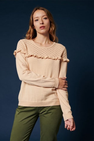 Wollen en Kasjmier Trui Macadam - Beige