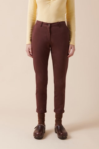 Chino droit 7/8 em algodão biológico Provence - Castanho