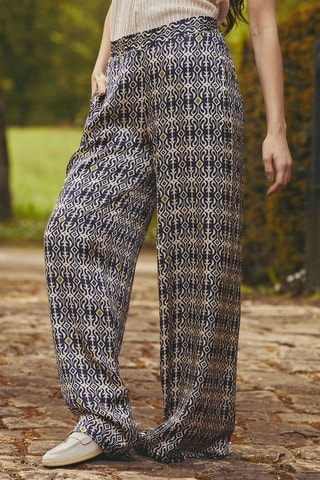 Pantalon droit taille haute Penelope - Bleu