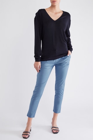 Calças de ganga 7/8 Peplum - Azul